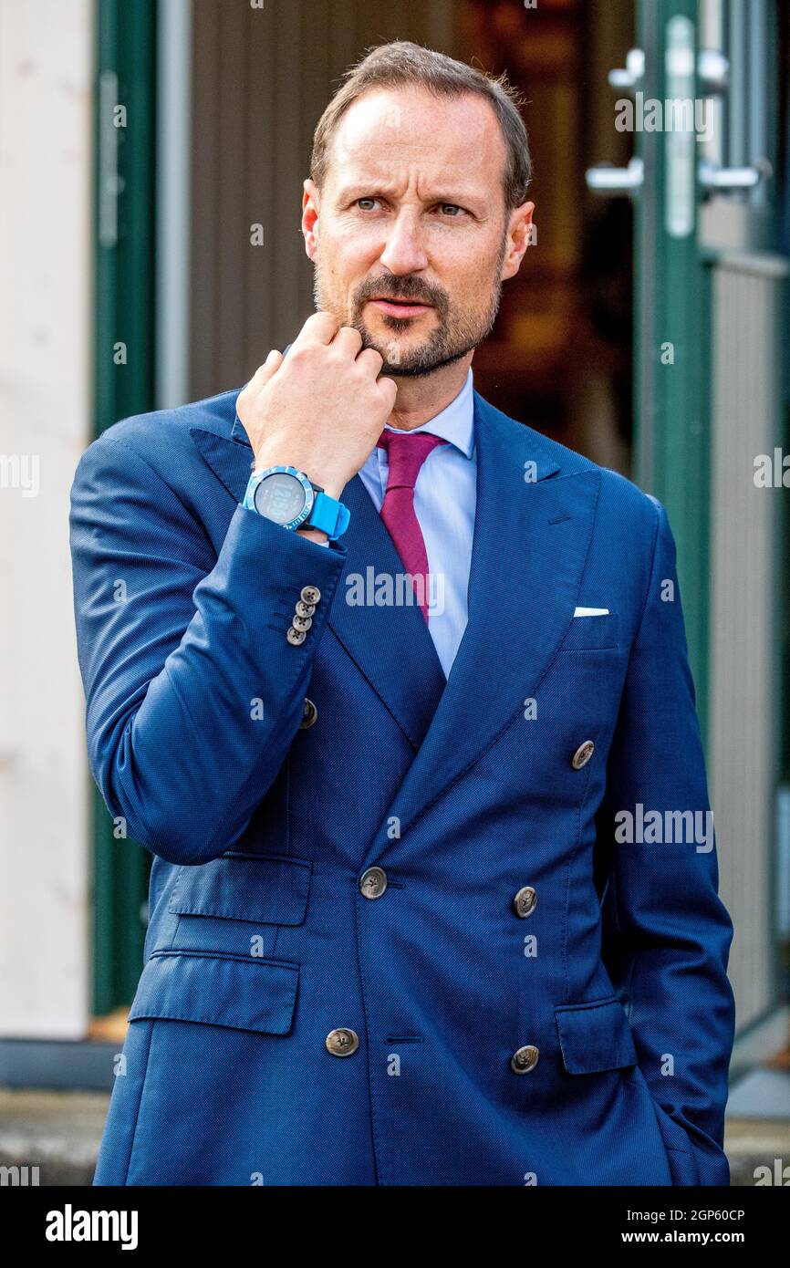 Crown Prince Haakon of Norway during a visit to Høytorp Fort in Mysen