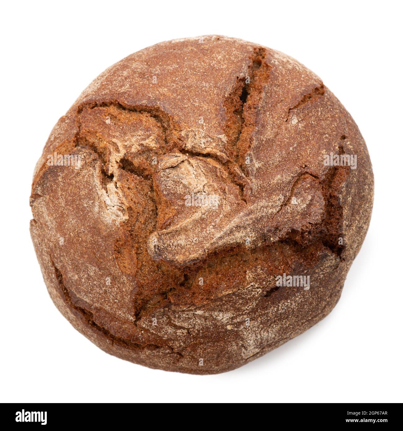 whole round bread isolated on white background top view Stock Photo