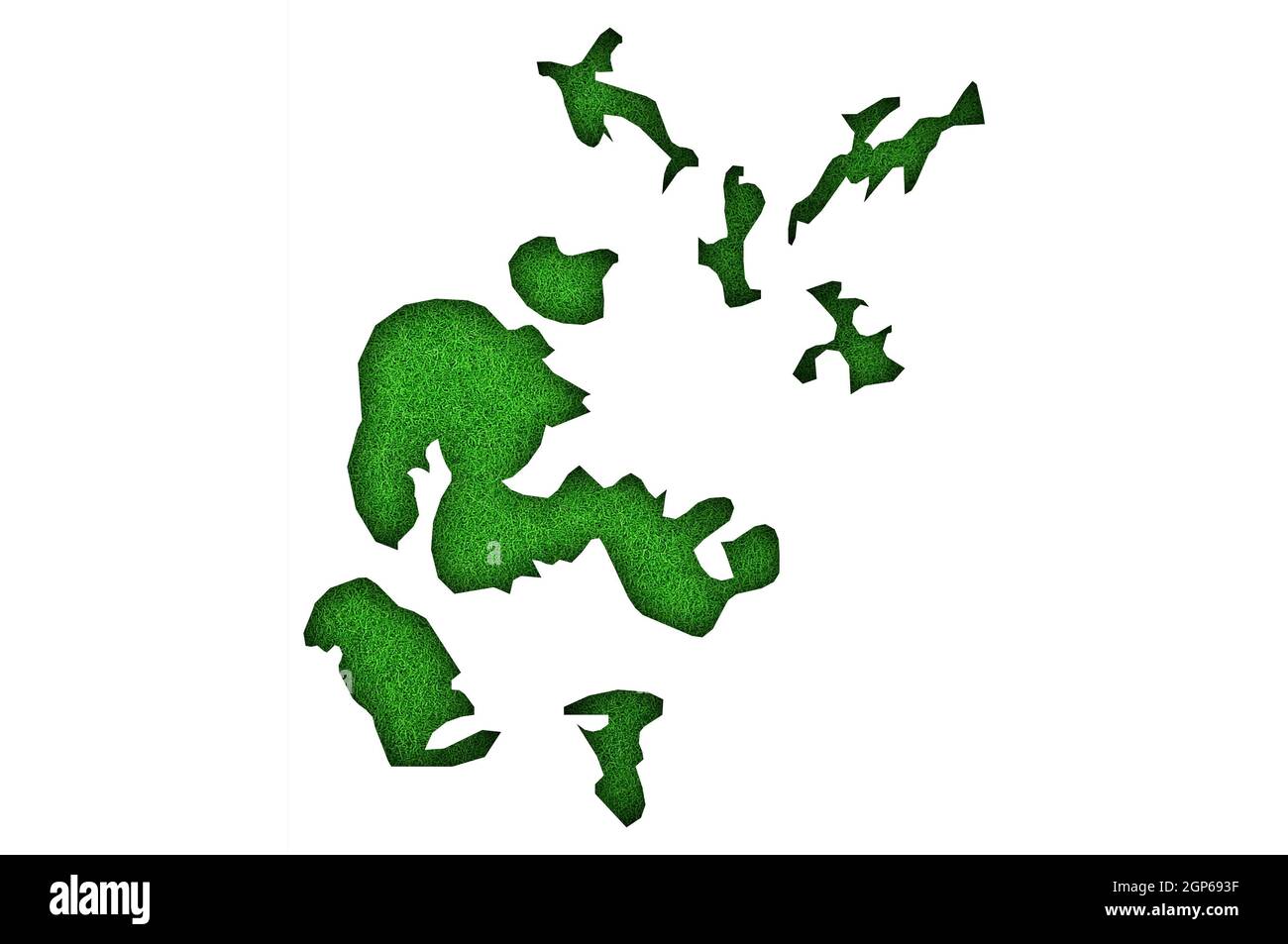 Map of Orkney on green felt Stock Photo