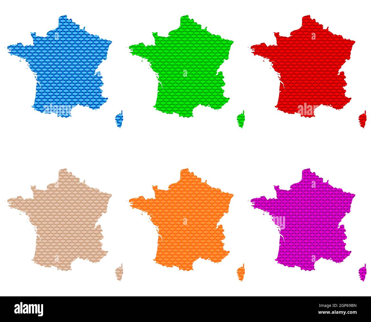 Karten von Frankreich auf grobem Gewebe Stock Photo