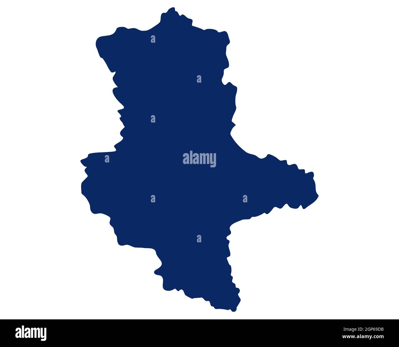Karte von Sachsen-Anhalt in blauer Farbe Stock Photo