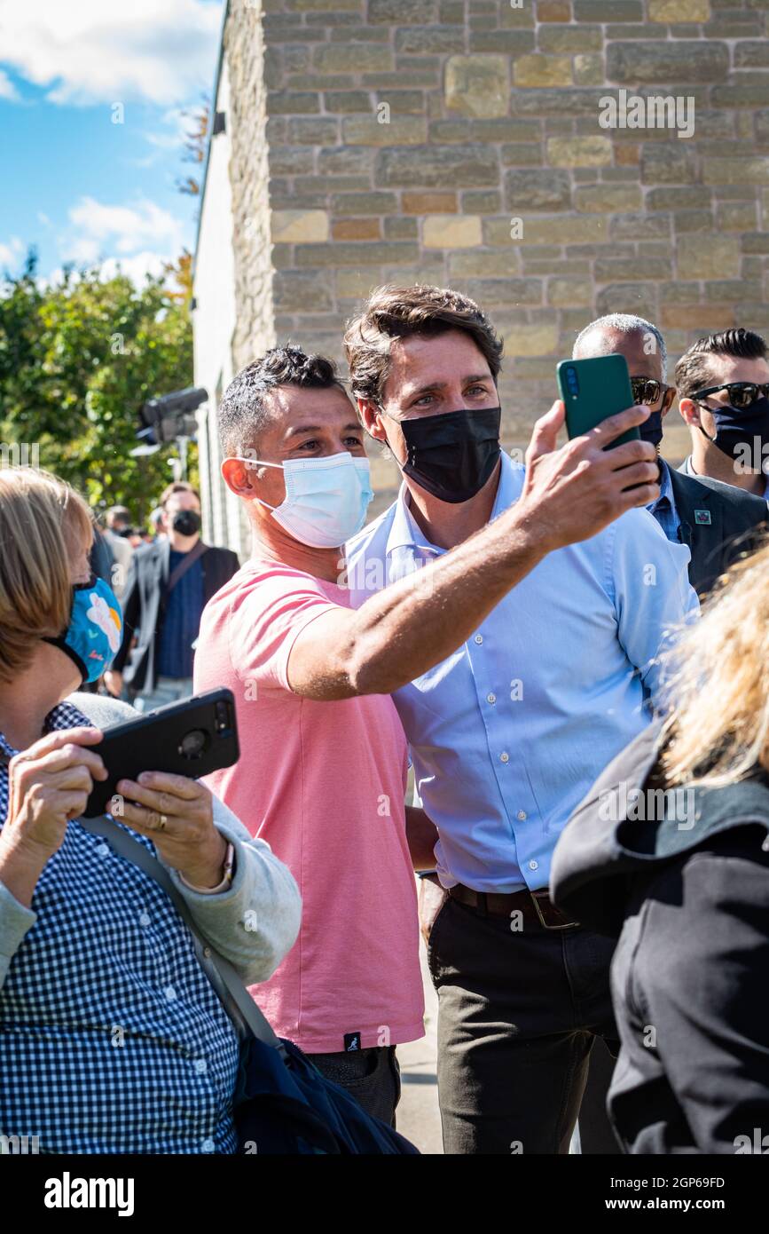 Prime Minister Justin Trudeau takes a selfie with a supportive ...
