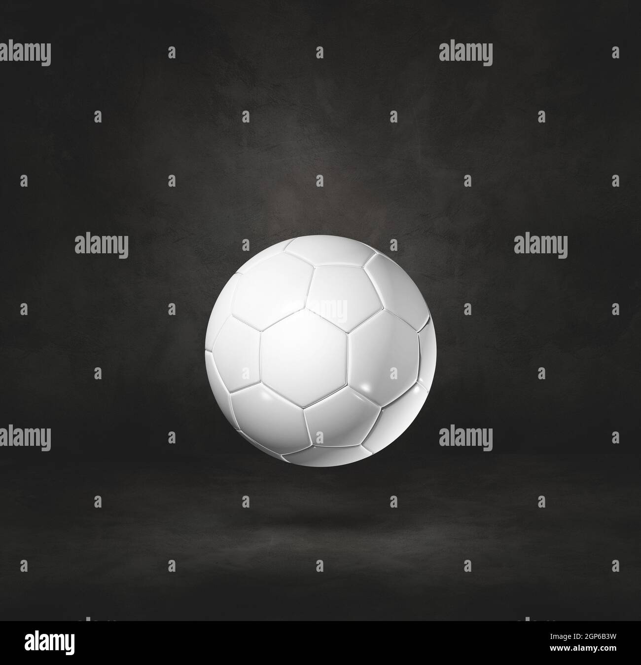 White soccer ball isolated on a black studio background. 3D ...