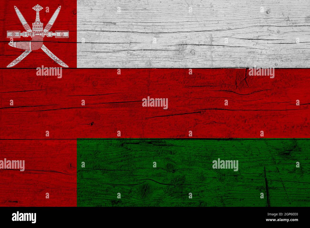 Flag of Oman. Wooden texture of the flag of Oman Stock Photo - Alamy