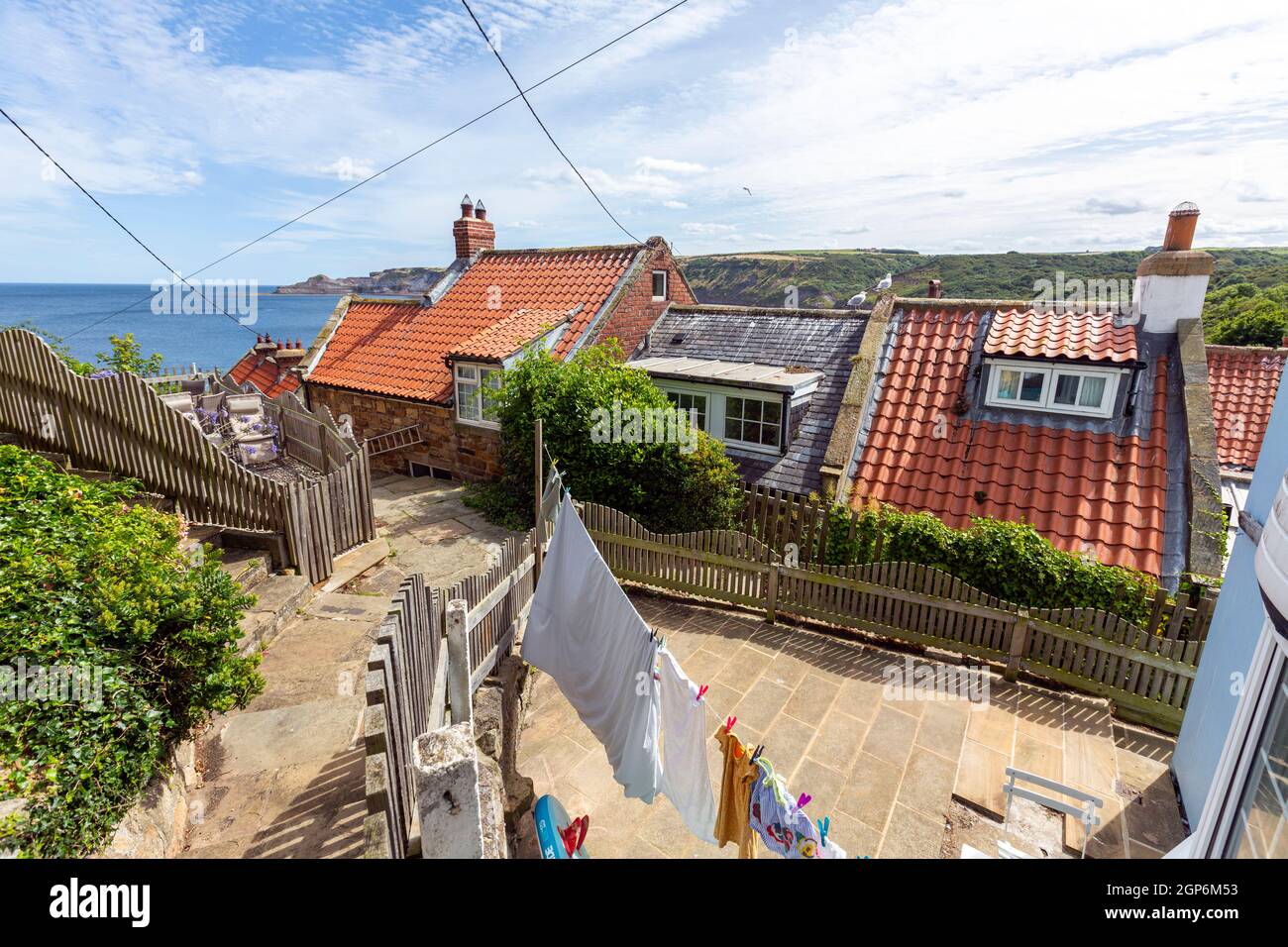 Red tiled roof houses in Runswick Bay, Yorkshire and the Humber