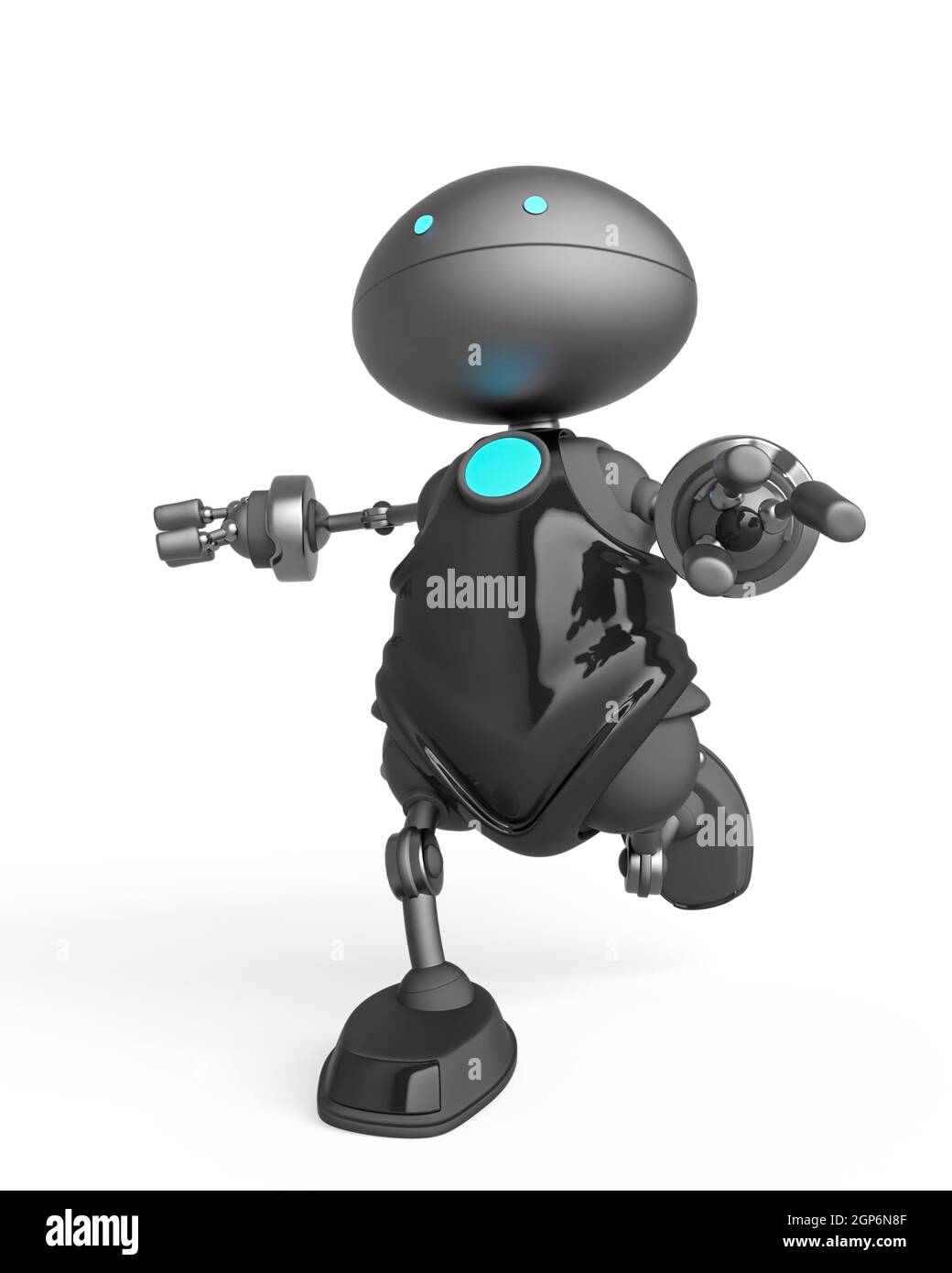 mini bot is running in white background close up view, 3d illustration ...