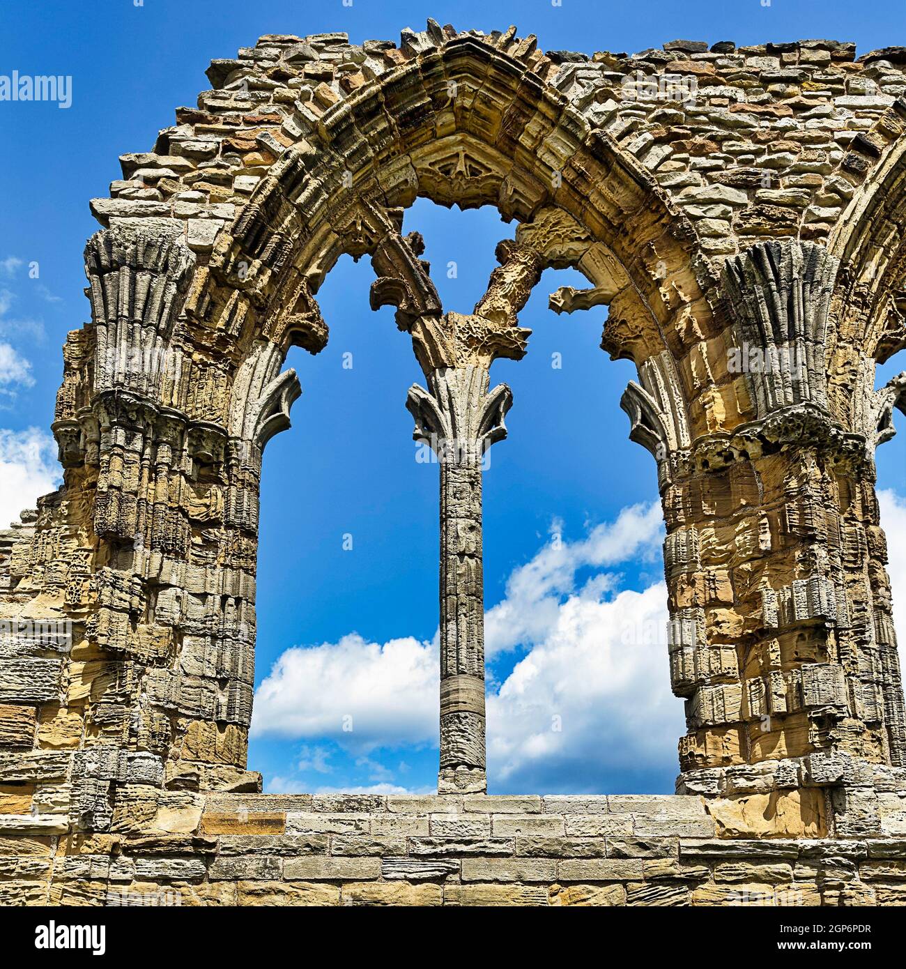 Remains of a round-arched window, Gothic monastery Whitby Abbey, Whitby ...