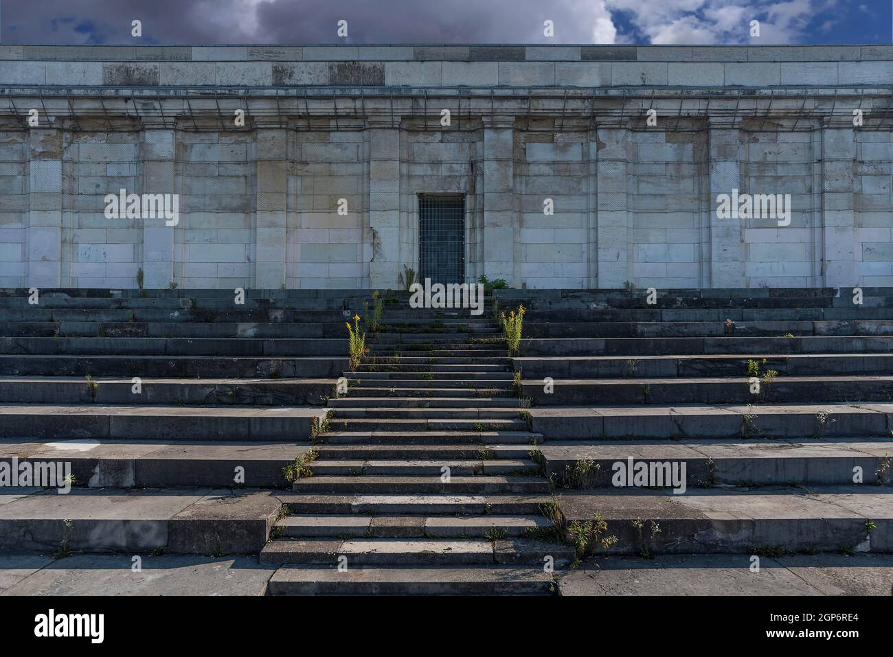 Stairway to the main grandstand of the Zeppelin Field from 1940 on the former Nazi Party Rally Grounds, Nuremberg, Middle Franconia, Bavaria, Germany Stock Photo