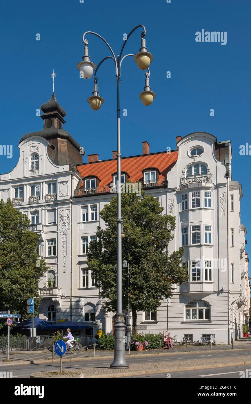 Art Nouveau facade, Prinzregentenplatz, Bogenhausen, Munich, Upper Bavaria, Bavaria, Germany Stock Photo
