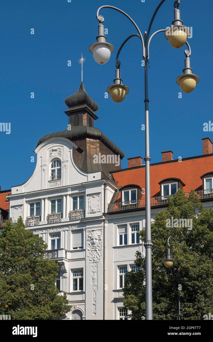 Art Nouveau facade, Prinzregentenplatz, Bogenhausen, Munich, Upper Bavaria, Bavaria, Germany Stock Photo