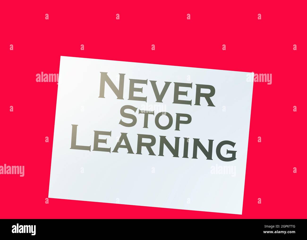 Text never stop learning on page and paper dollar signs around on ...