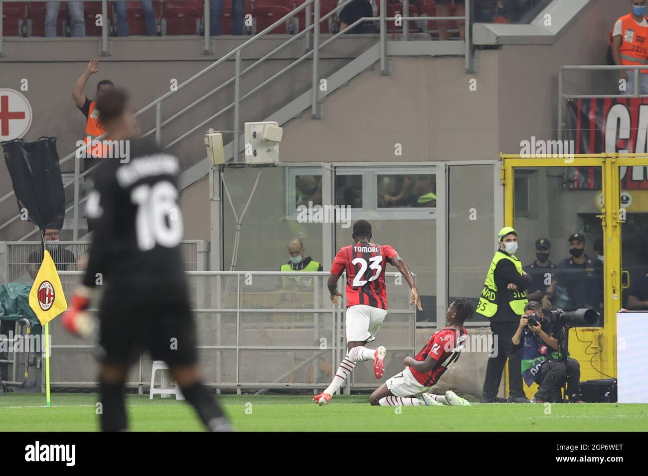 Rafael Leao of AC Milan celebrates after scoring a goal during the UEFA ...