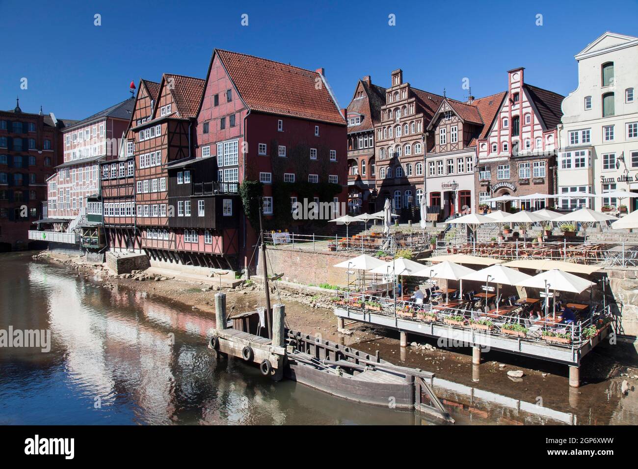 Old town of Lueneburg at the Ilmenau, Lueneburg, Germany Stock Photo