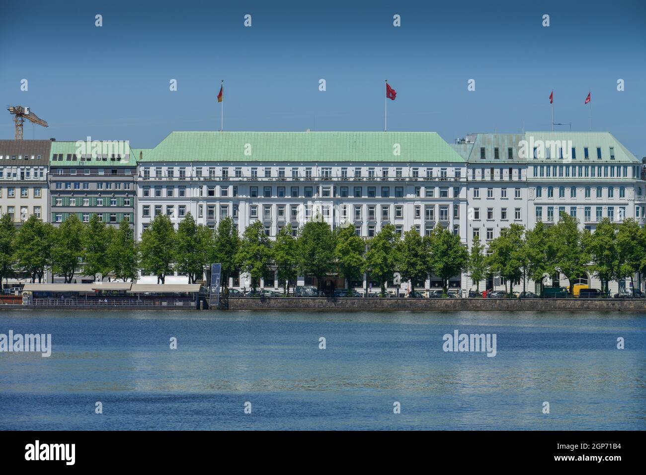 Hotel Vier Jahreszeiten, Inner Alster Lake, Hamburg, Germany Stock Photo