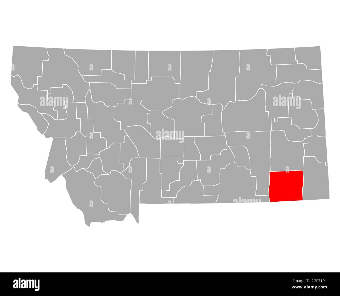 Map of Powder River in Montana Stock Photo