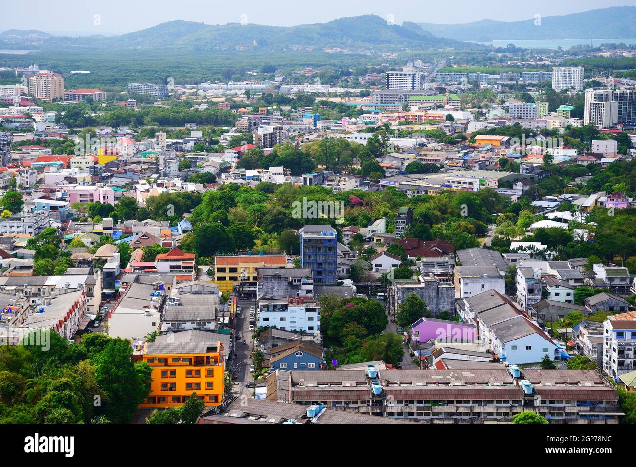 Phuket Town, view from Khao Rang Hill, Phuket, Thailand Stock Photo