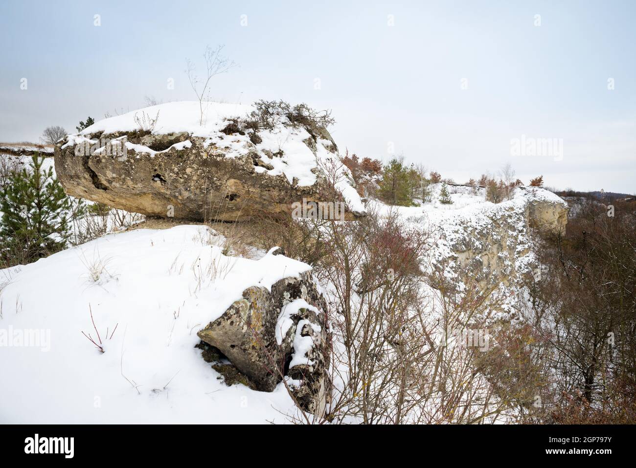 Winter at on old quarr near oslip in Burgenland Stock Photo