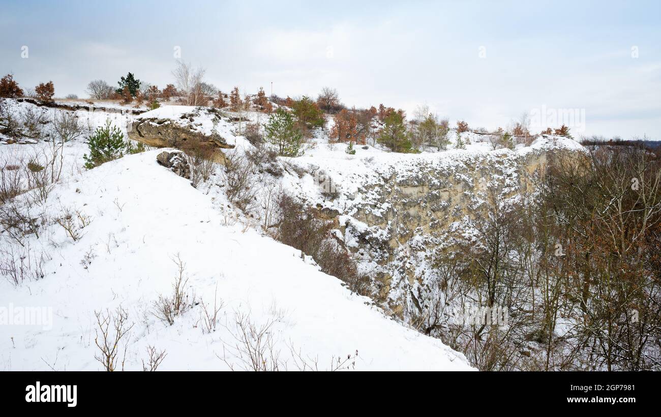 Winter at on old quarr near oslip in Burgenland Stock Photo