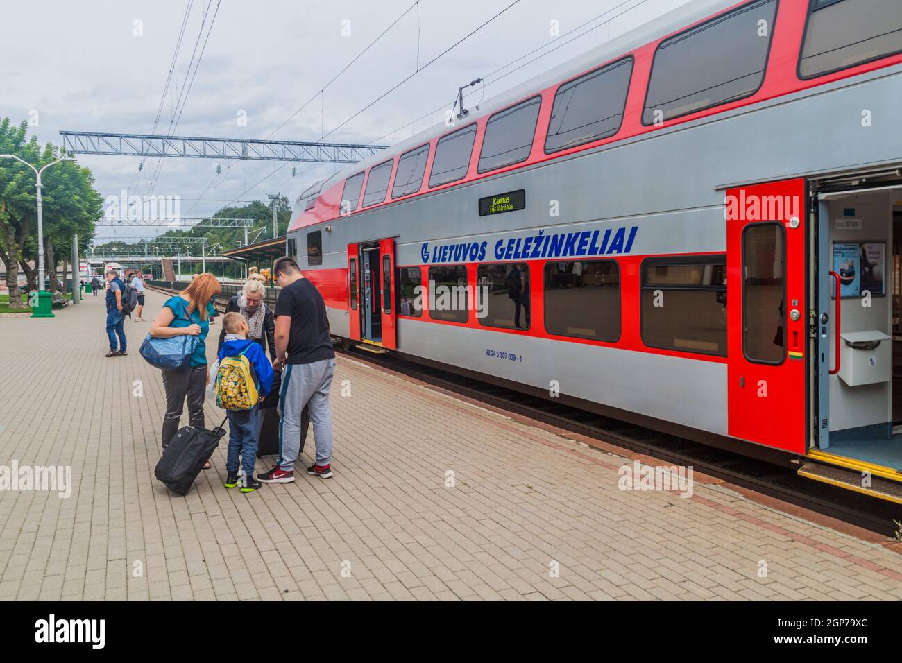 KAUNAS, LITHUANIA AUGUST 16, 2016 Train at the main Train Station in Kaunas, Lithuania Stock