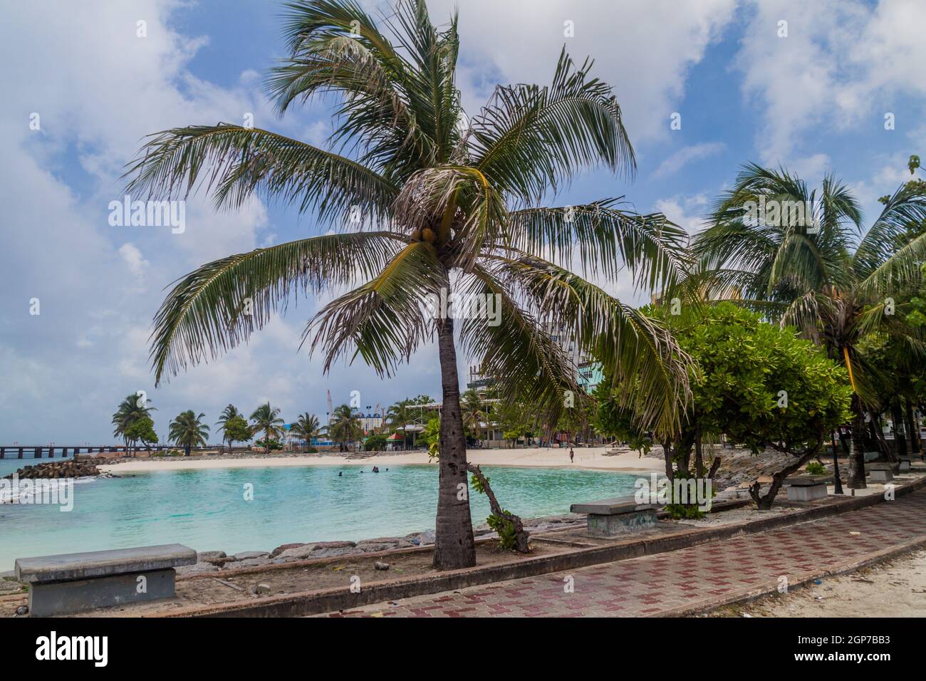 Artificial beach in Male, Maldives Stock Photo Alamy