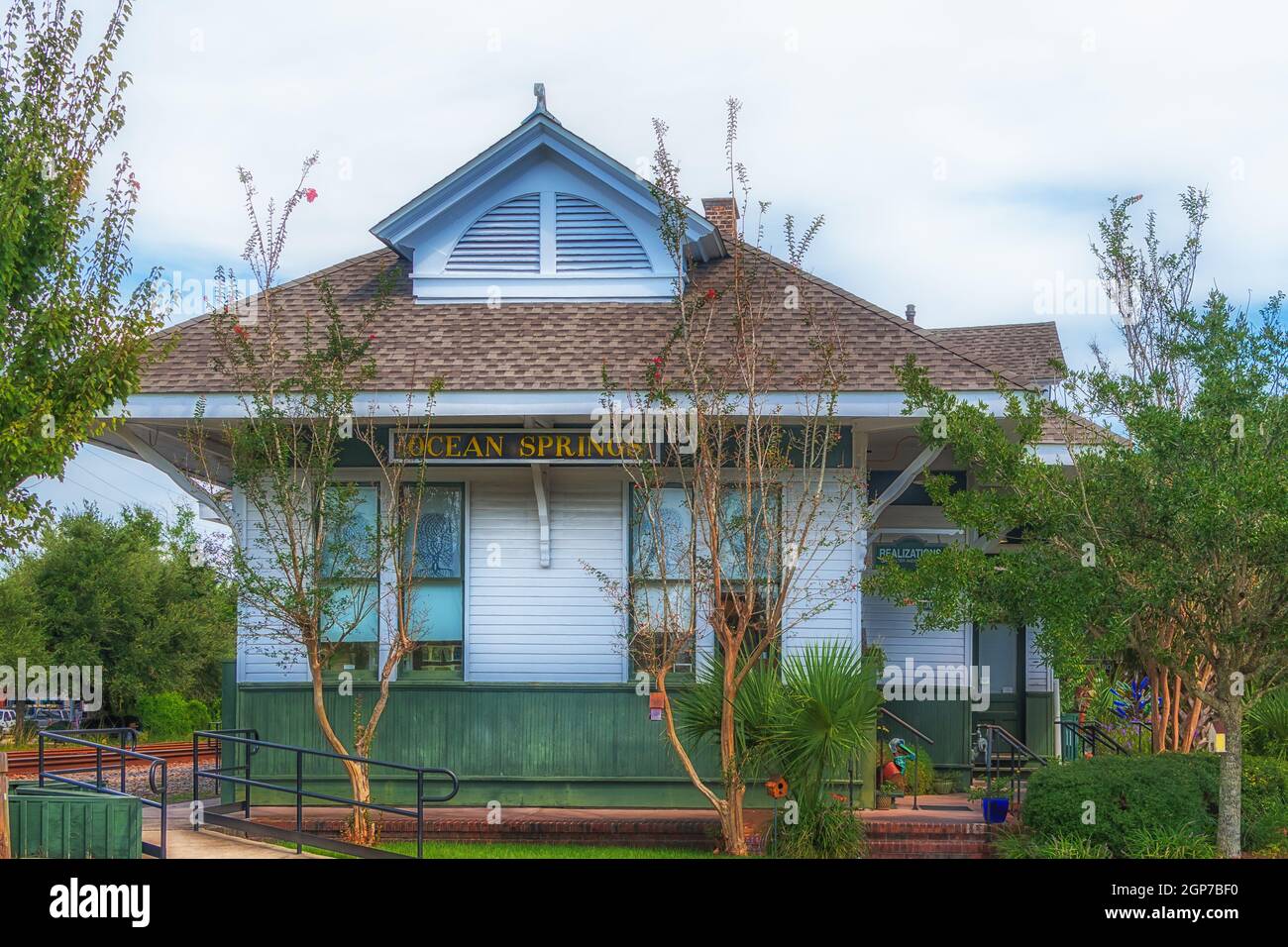 Historic Ocean Springs L&N train depot in downtown Ocean Springs