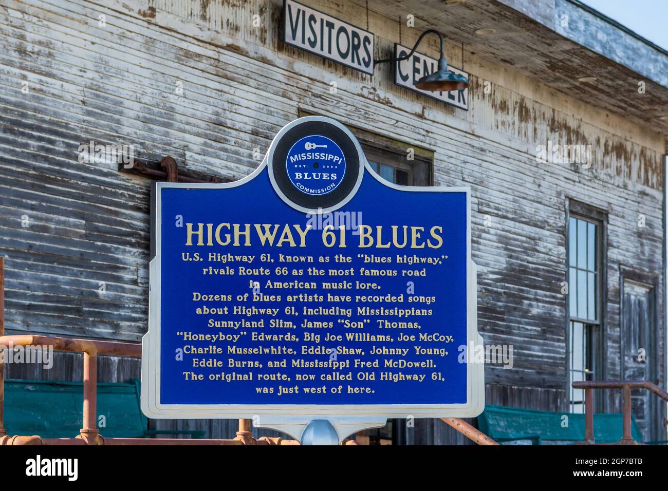 Highway 61 Blues, Gateway to the Blues Visitor Center in Tunica, Mississippi, USA. Stock Photo