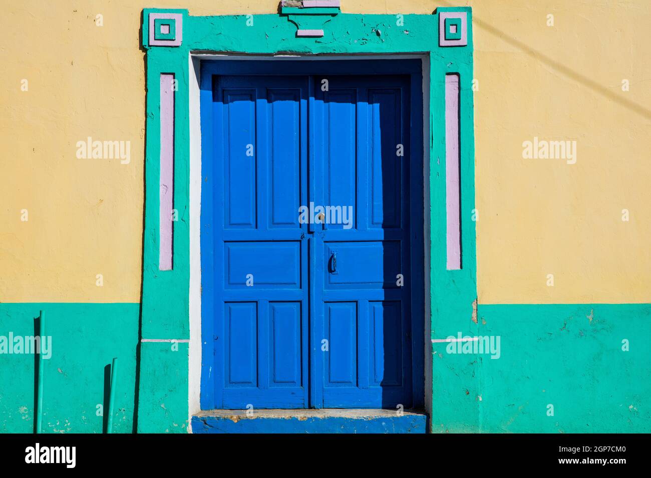 Bute Front Door, Flores, Island in Lake Peten-Itza, Flores, Guatemala Stock Photo