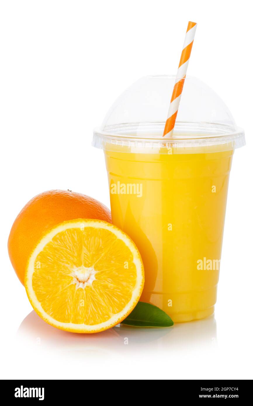 Orange fruit juice smoothie drink oranges in a cup healthy eating