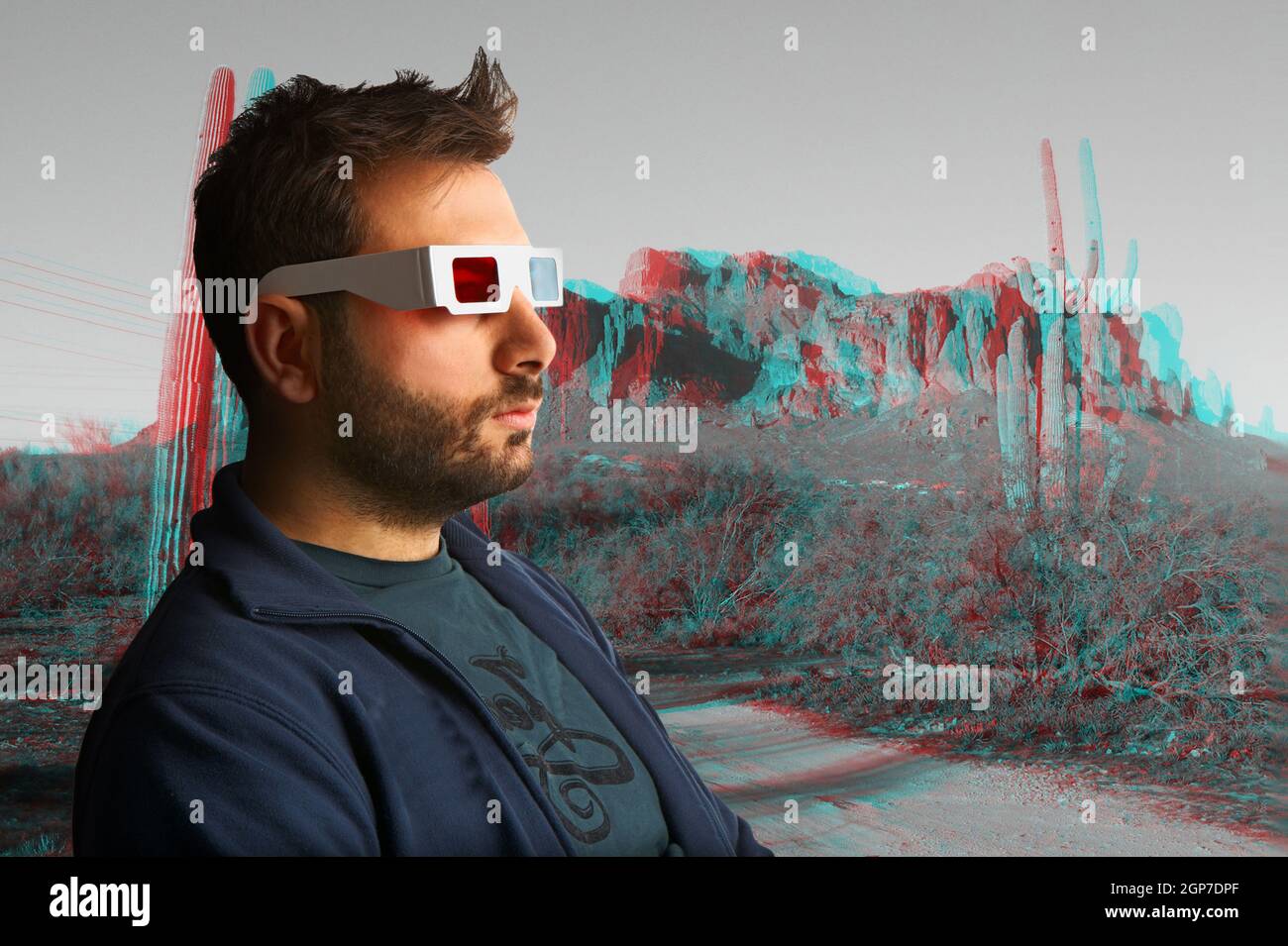 Portrait Of A Young Man Wearing 3d Glasses Stock Photo - Alamy