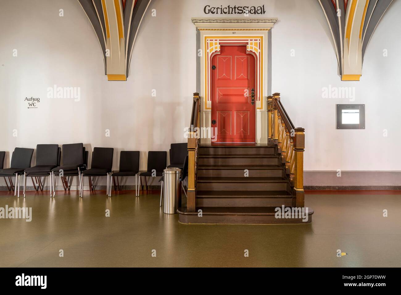 Halle District Court, door to courtroom, Halle, Saxony-Anhalt, Germany Stock Photo