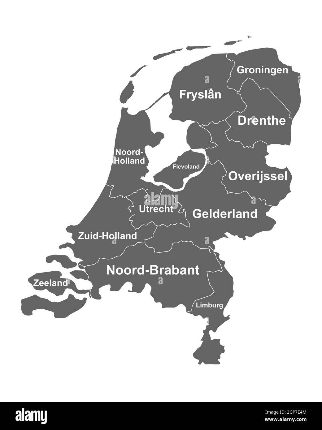 Landkarte der Niederlande mit Provinzen Stock Photo