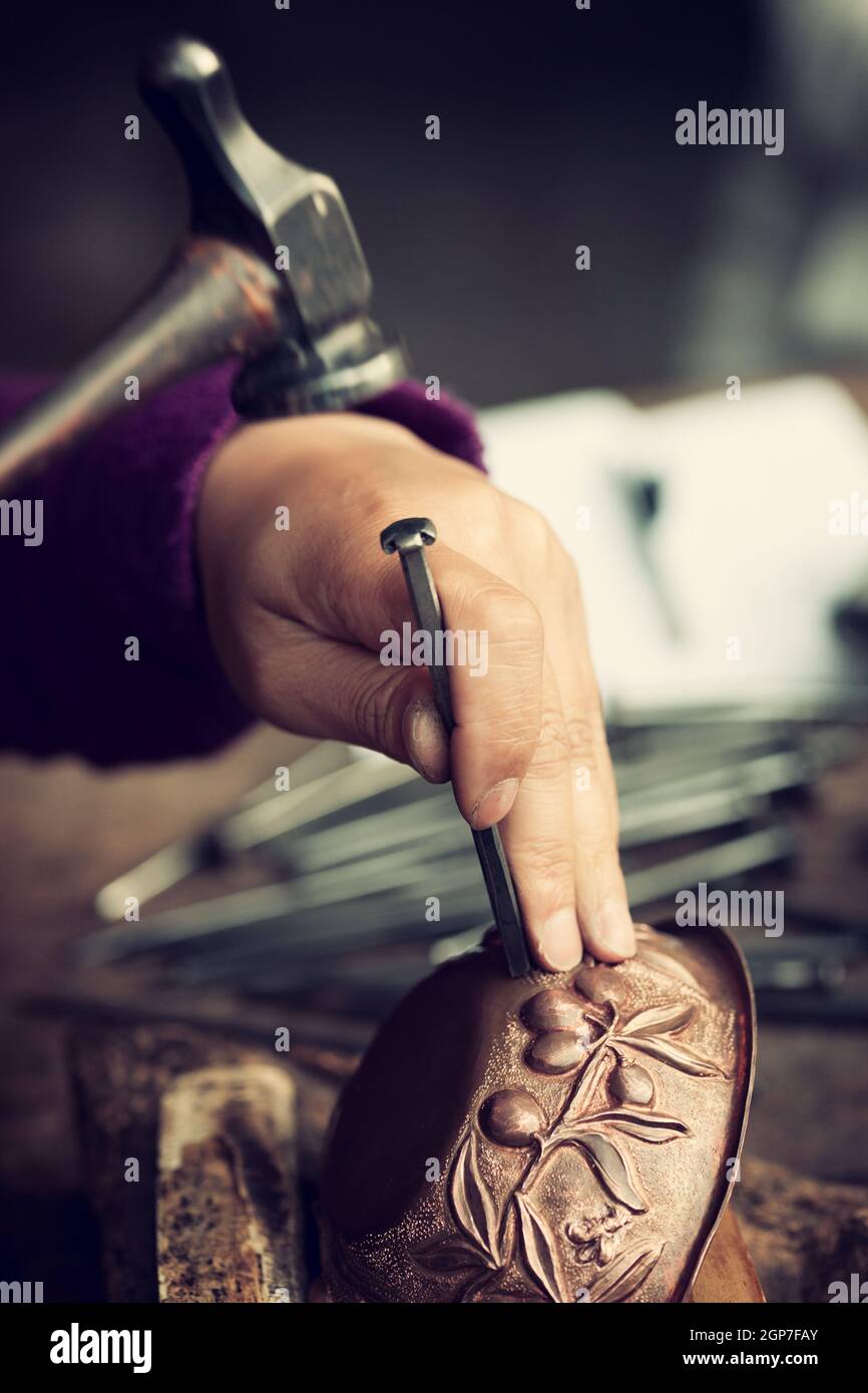 Hands Of The Master Craftsman Copper Master, Hands Detail Of Craftsman