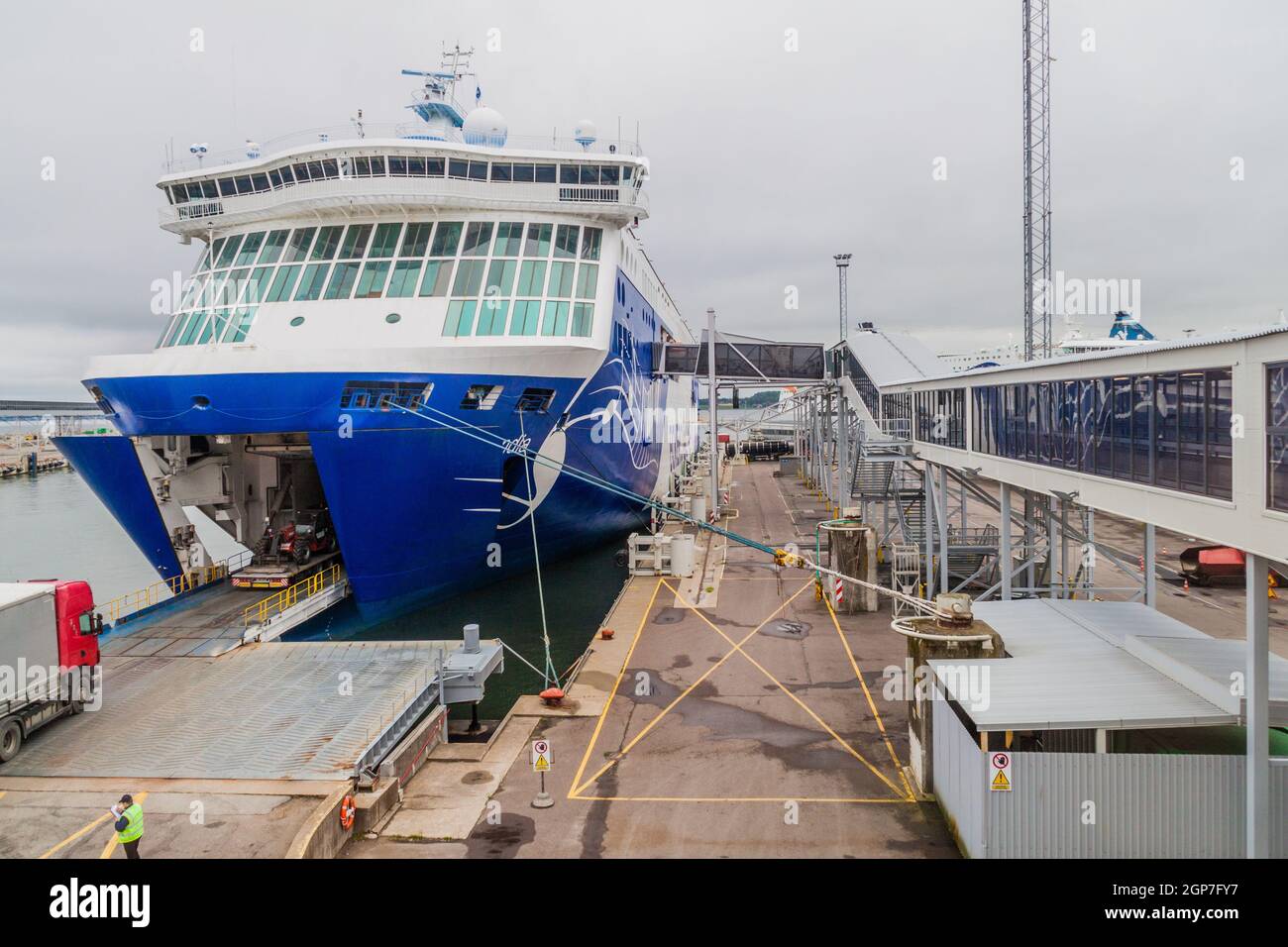 TALLINN, ESTONIA - AUGUST 24, 2016: MS Finlandia cruiseferry owned and operated by the Finnish ferry operator Eckero Line in the harbor of Tallinn. Th Stock Photo