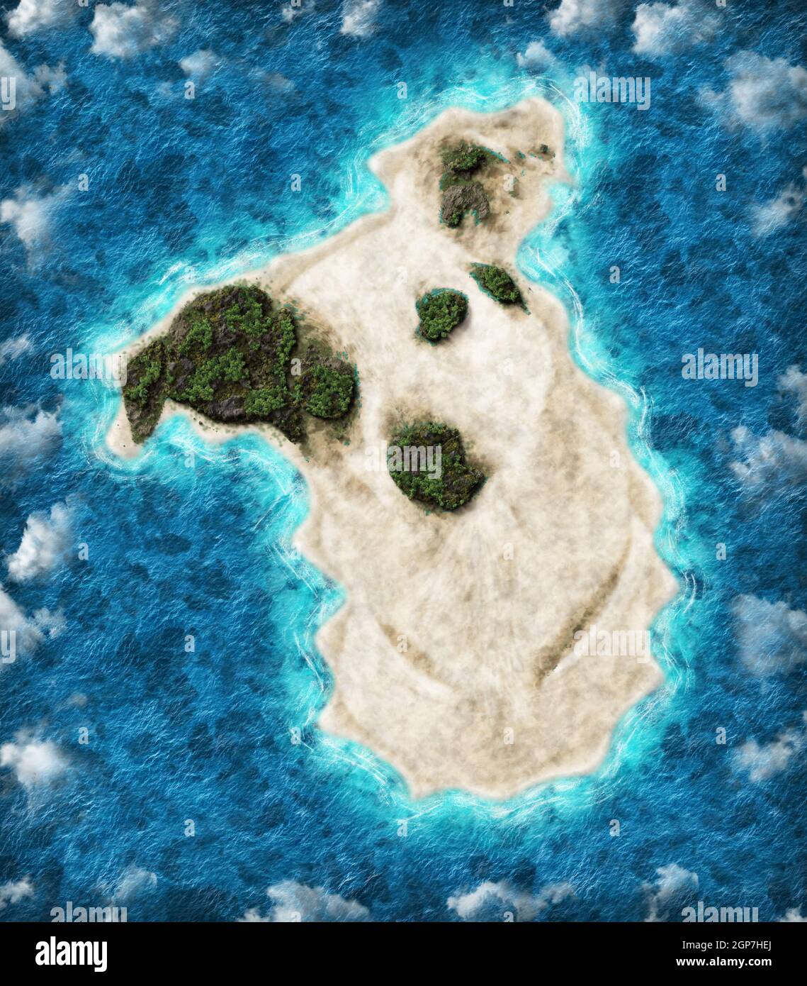 Aerial view of beautiful island in the shape of a dog Stock Photo Alamy