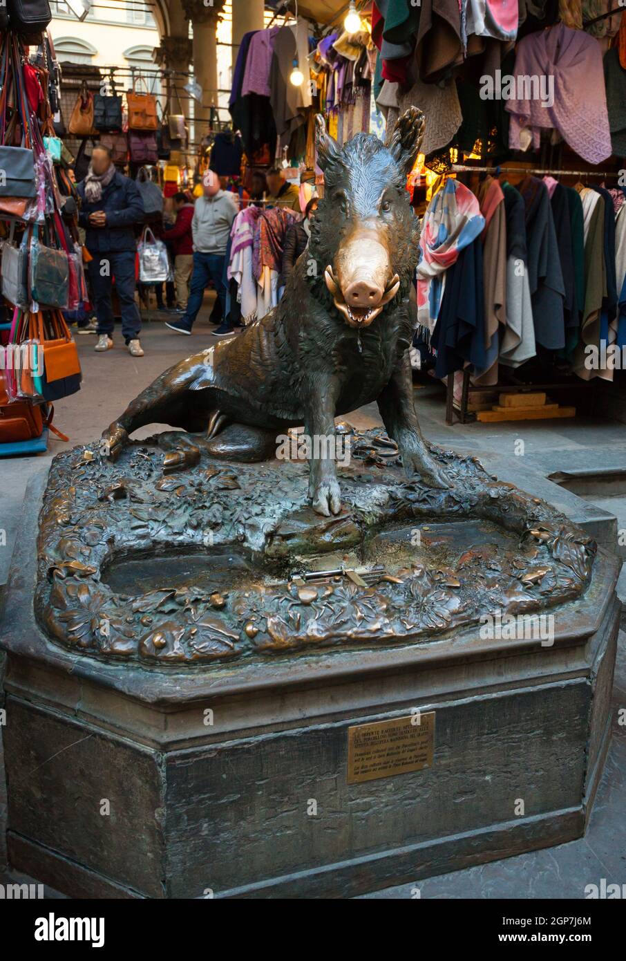 Bronze pig statue, one of the symbols of Florence, Italy Stock Photo