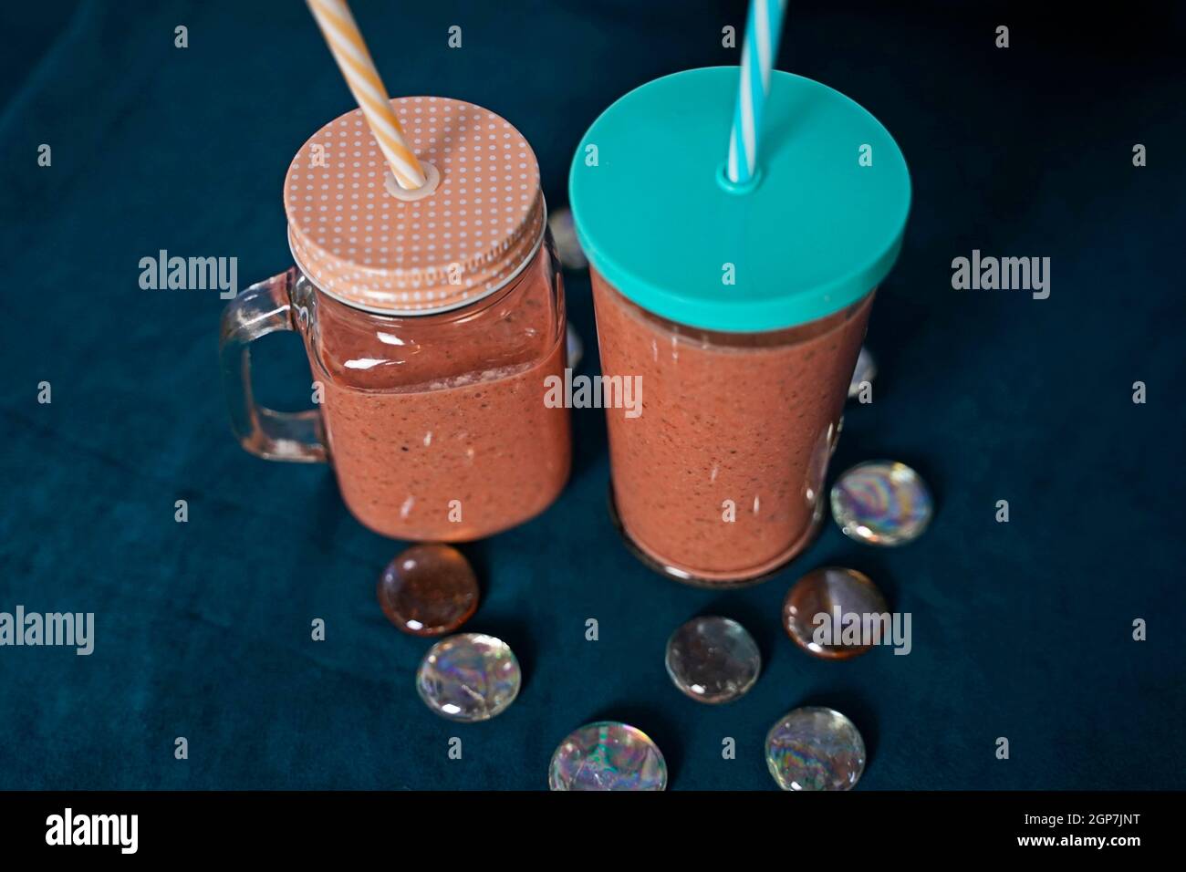 Chia seed coconut milk fruit shake in glass Stock Photo Alamy