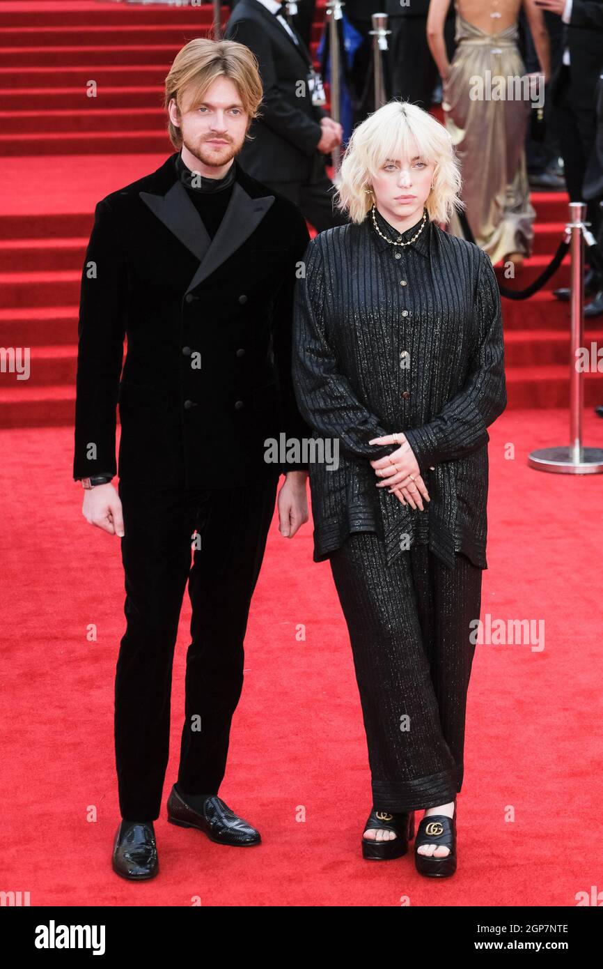Royal Albert Hall, London, UK. 28th Sep, 2021. Finneas and Billie Eilish attends the World Premiere of No Time To Die. Picture by Credit: Julie Edwards/Alamy Live News Stock Photo