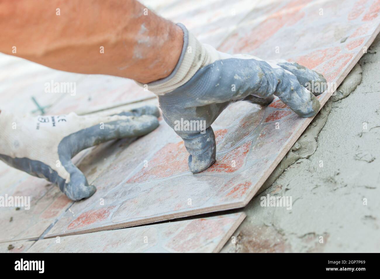 Tile Point Up Close up installing tiles hi-res stock photography and images - Alamy