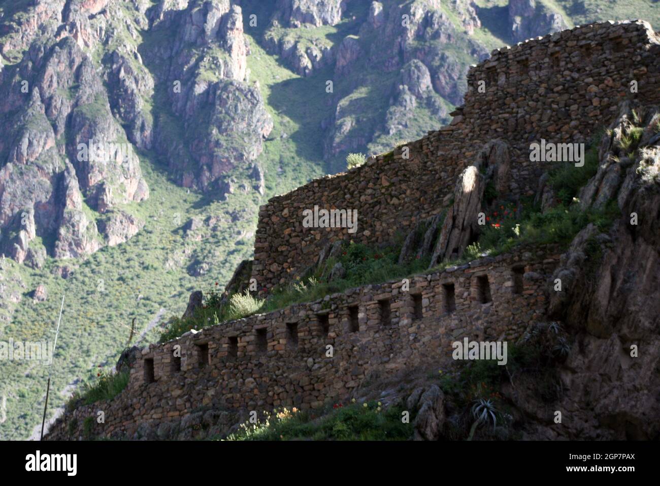 Incan ruins at Ollantaytambo in the Sacred Valley, Peru Stock Photo