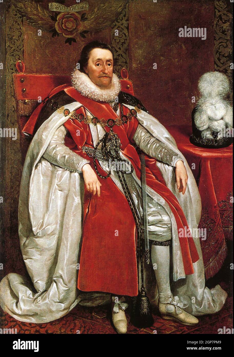 JAMES VI and I (1566-1625) painted by Daniel Mytens in 1621 Stock Photo