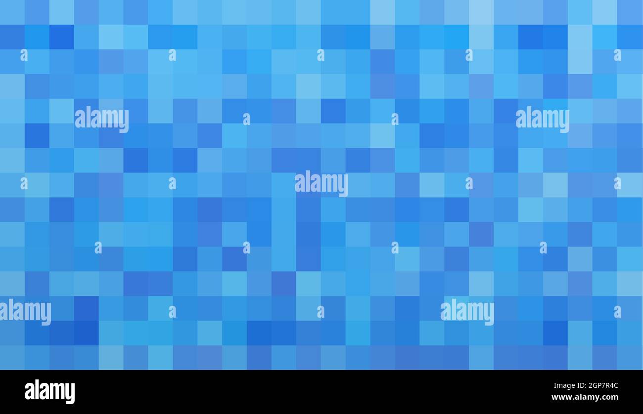 Vintage Video Game Background. Many pixels with shades of blue. Stock Photo