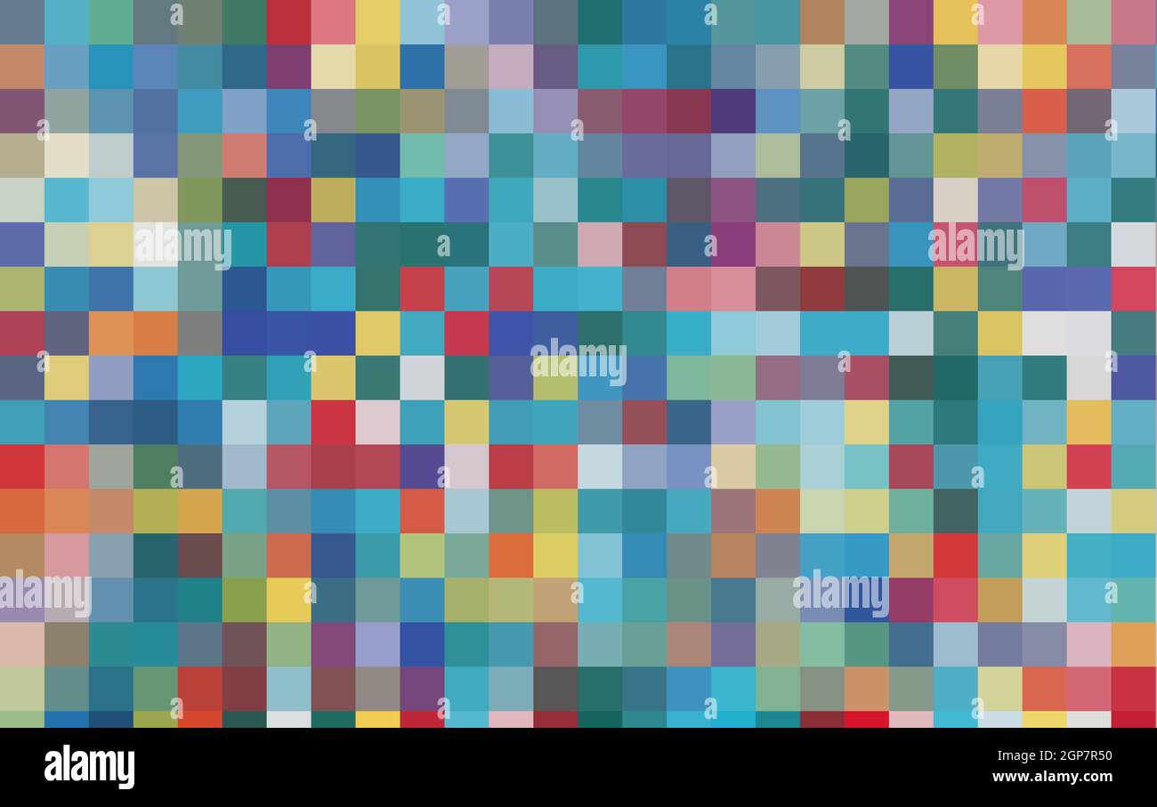 Vintage Video Game Background. Many colored pixels. Stock Photo