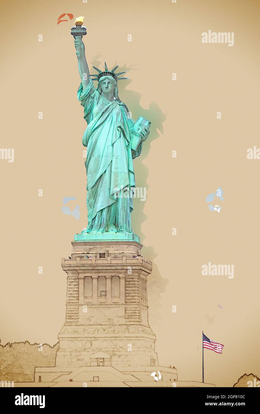 Illustration of the Statue of Liberty in New York City Stock Photo - Alamy