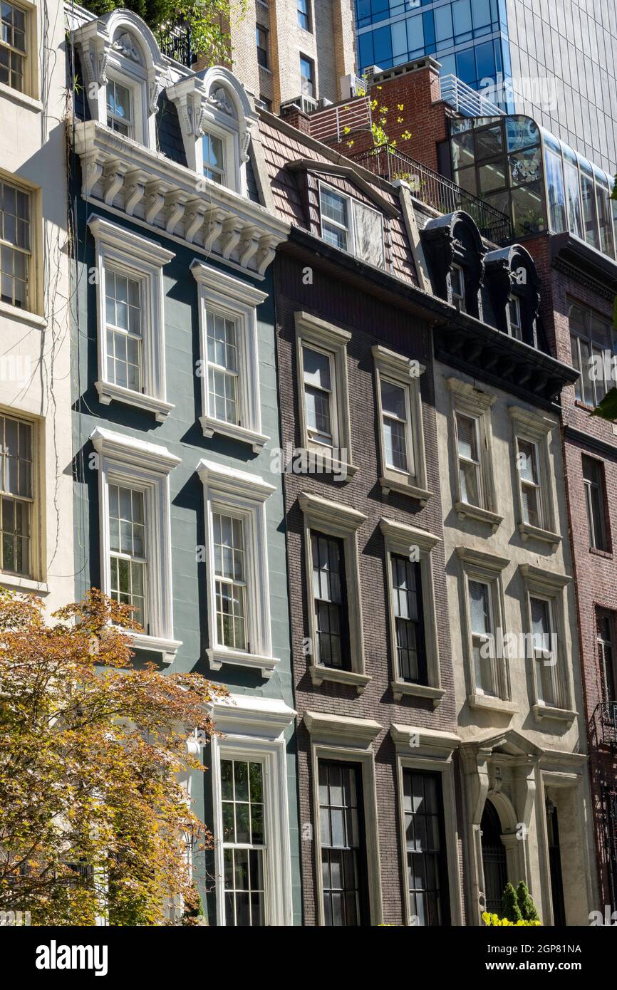Brownstones on East 38th Street in Murray Hill, NYC Stock Photo