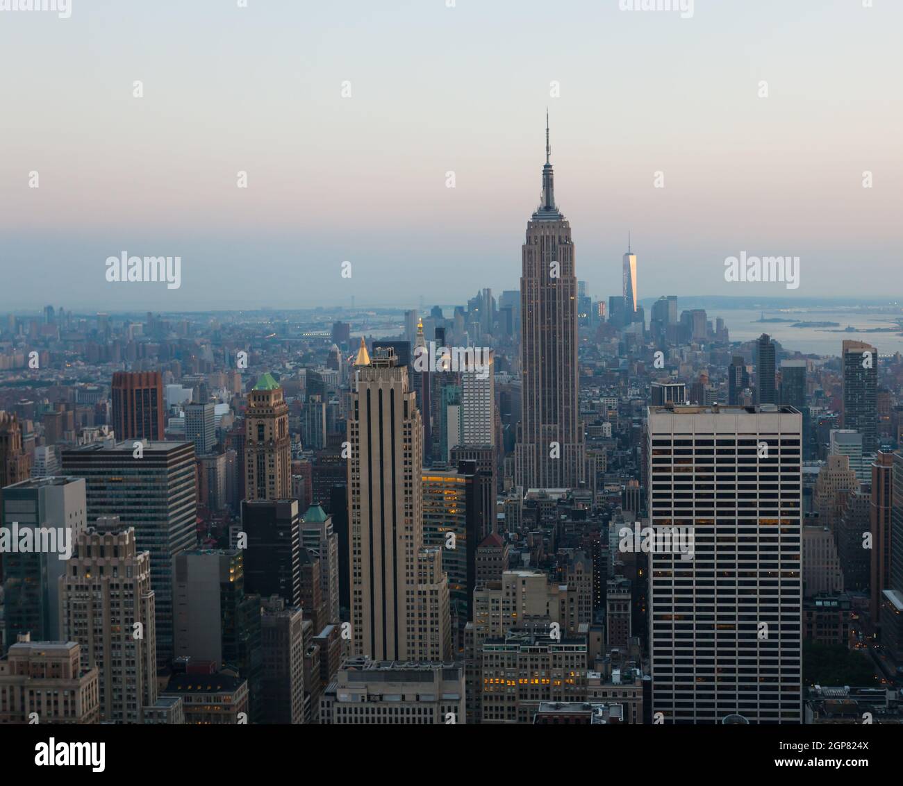 Aerial night view of Manhattan skyline, New York, USA Stock Photo - Alamy