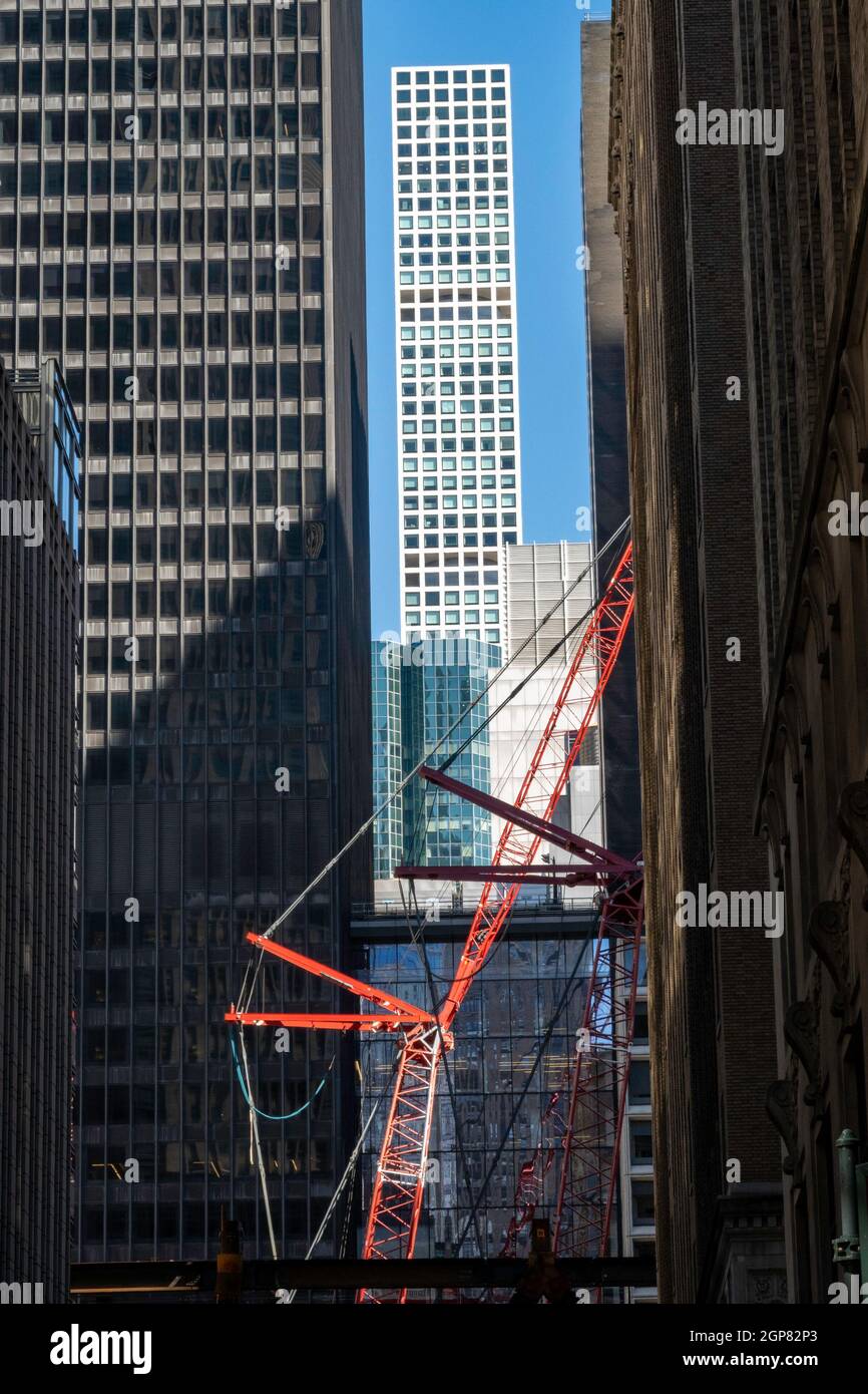432 Park Avenue as seen from the construction site of 270 Park Avenue, New York City, USA 2021