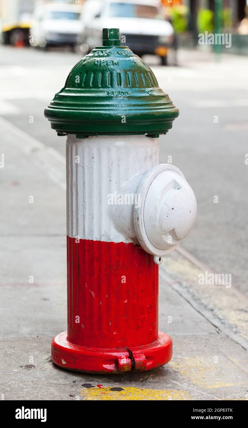 Fire hydrant in Little Italy district, Manhattan, New York City Stock