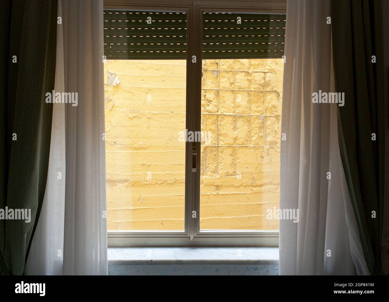 Hotel room with bad view on the wall Stock Photo Alamy