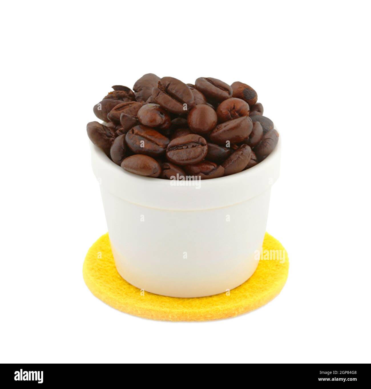 Cup of Coffee beans on white background Stock Photo - Alamy