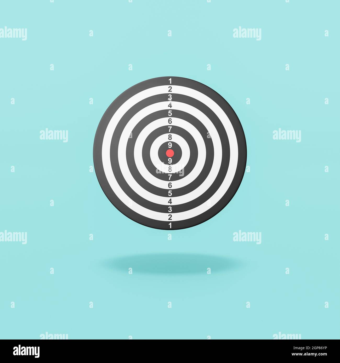 Empty Black and White Dart Target Board on Flat Blue Background with ...